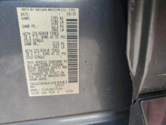 2020 NISSAN MURANO SV 5N1AZ2BS8LN103481