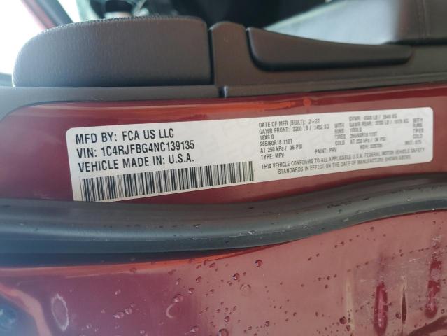 2022 JEEP GRAND CHER 1C4RJFBG4NC139135