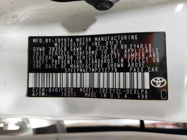 2021 TOYOTA COROLLA LE - 5YFEPMAE7MP212778