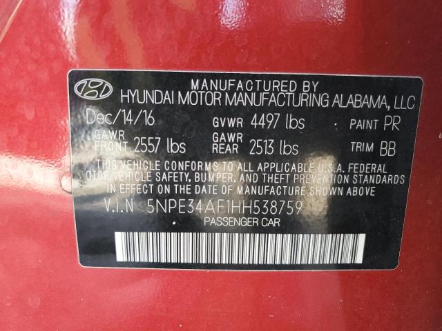 2017 HYUNDAI SONATA SPO 5NPE34AF1HH538759