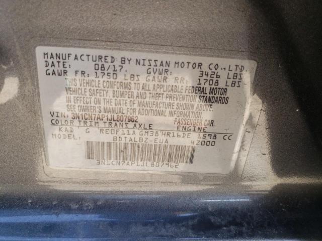2018 NISSAN VERSA S - 3N1CN7AP1JL807962