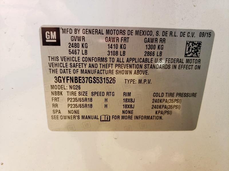 2016 CADILLAC SRX LUXURY 3GYFNBE37GS531526