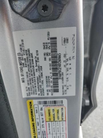 2019 FORD FUSION SEL 3FA6P0CD5KR260665