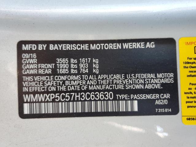 2017 MINI COOPER WMWXP5C57H3C63630