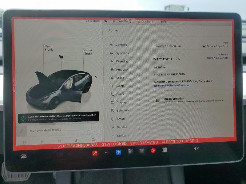 2022 TESLA MODEL 3 5YJ3E1EA3NF336823