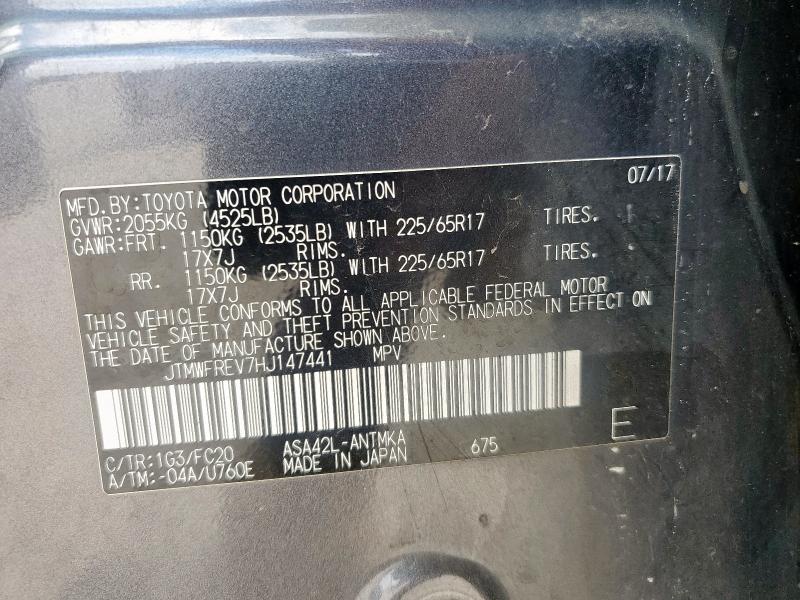 2017 TOYOTA RAV4 XLE JTMWFREV7HJ147441