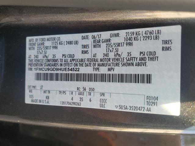 2017 FORD ESCAPE SE - 1FMCU9GD9HUE54522