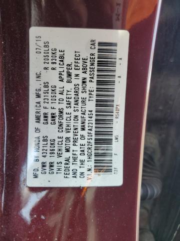 2015 HONDA ACCORD SPORT 1HGCR2F50FA231454