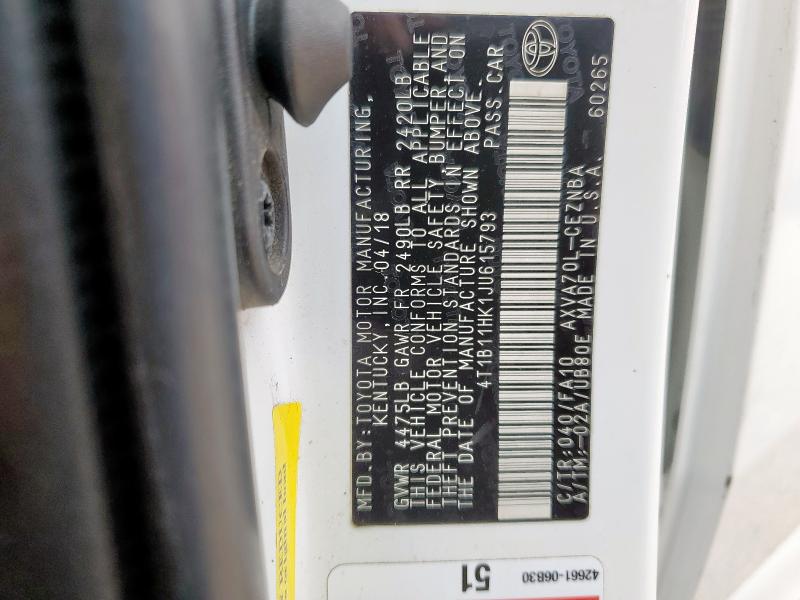 2018 TOYOTA CAMRY L - 4T1B11HK1JU615793