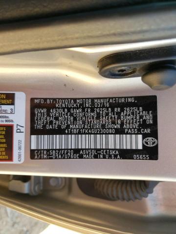2016 TOYOTA CAMRY LE 4T1BF1FK4GU230080