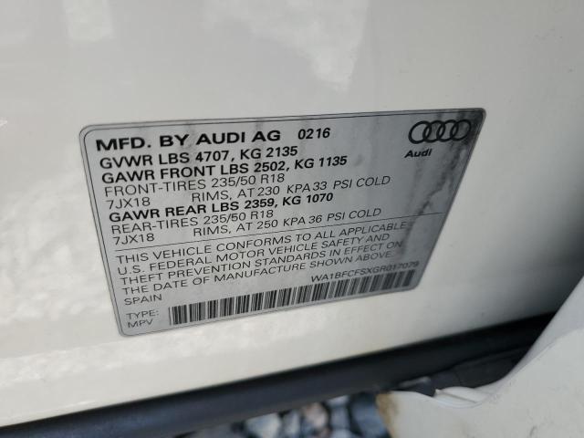2016 AUDI Q3 PREMIUM WA1BFCFSXGR017079