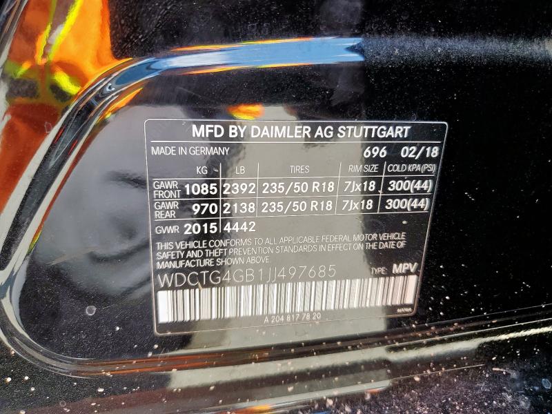 2018 MERCEDES-BENZ GLA 250 4MATIC WDCTG4GB1JJ497685