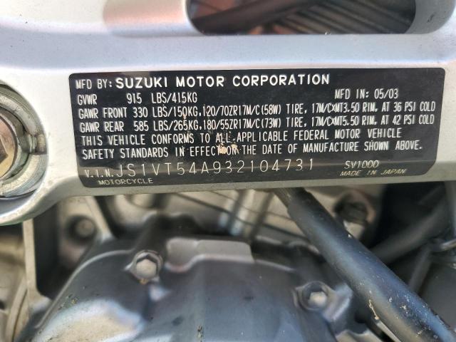 2003 SUZUKI SV1000 SK3 JS1VT54A932104731