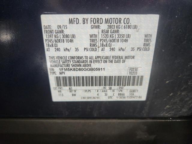 2016 FORD EXPLORER X - 1FM5K8D80GGB05911