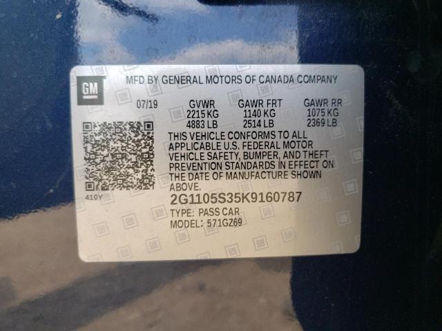 2019 CHEVROLET IMPALA PRE 2G1105S35K9160787