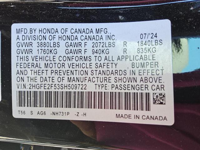 2025 HONDA CIVIC SPOR 2HGFE2F53SH509722