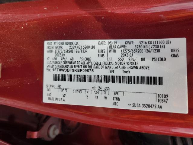 2019 FORD F350 SUPER DUTY - 1FT8W3BT9KEF09875