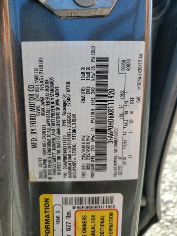 2019 FORD FUSION SE - 3FA6P0HD6KR111920