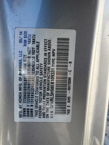 2014 HONDA ODYSSEY TO - 5FNRL5H98EB109331