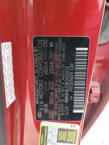 2019 KIA OPTIMA HYBRID KNAGU4LE9K5032479