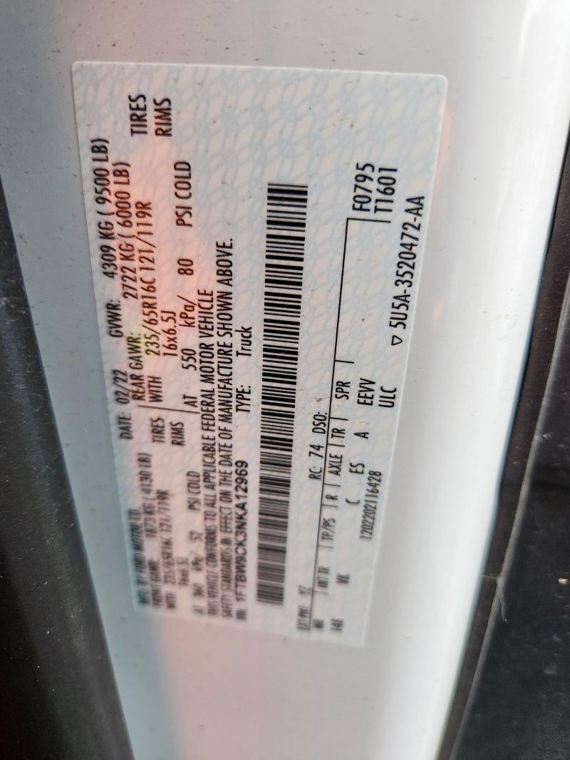 2022 FORD TRANSIT T- - 1FTBW9CK3NKA12969