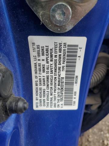2019 HONDA INSIGHT TO 19XZE4F93KE018718