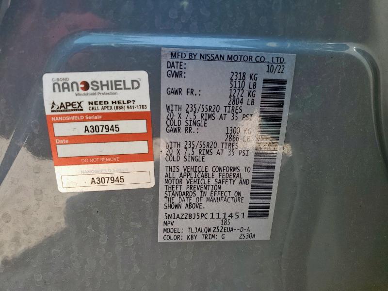 2023 NISSAN MURANO SV 5N1AZ2BJ5PC111451