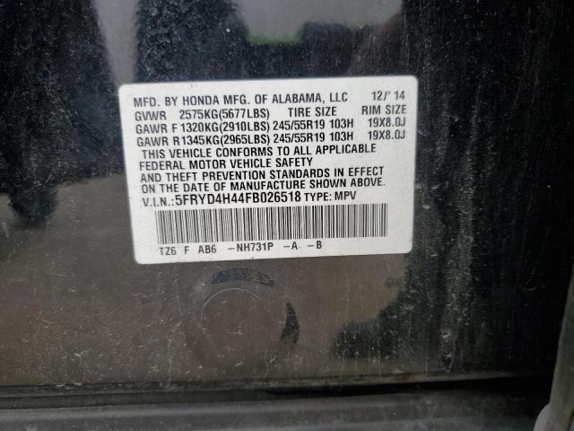 2015 ACURA MDX TECHNO 5FRYD4H44FB026518