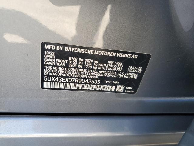 2024 BMW X6 M60I 5UX43EX07R9U42535