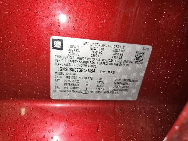 2016 CHEVROLET TAHOE C1500 LT 1GNSCBKC7GR431094