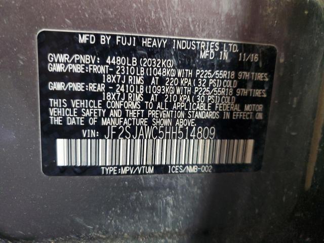 2017 SUBARU FORESTER 2 JF2SJAWC5HH514809