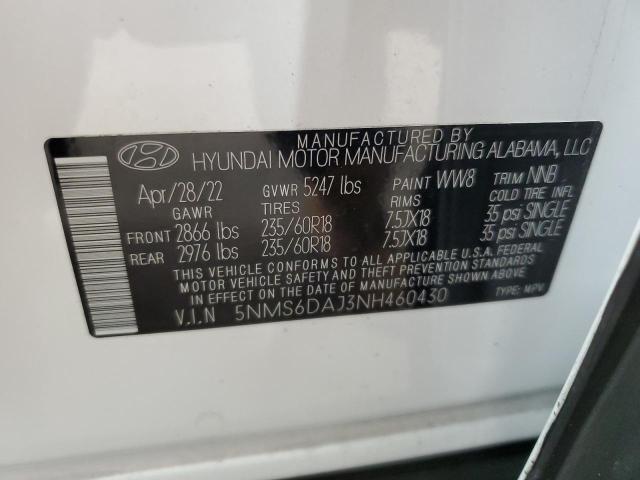 2022 HYUNDAI SANTA FE SEL 5NMS6DAJ3NH460430