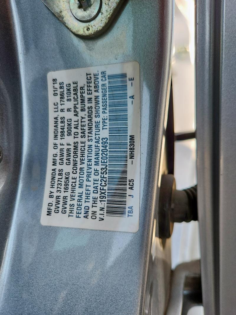 2018 HONDA CIVIC LX - 19XFC2F53JE020493