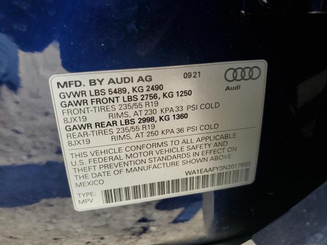 2022 AUDI Q5 PREMIUM WA1EAAFY3N2017693