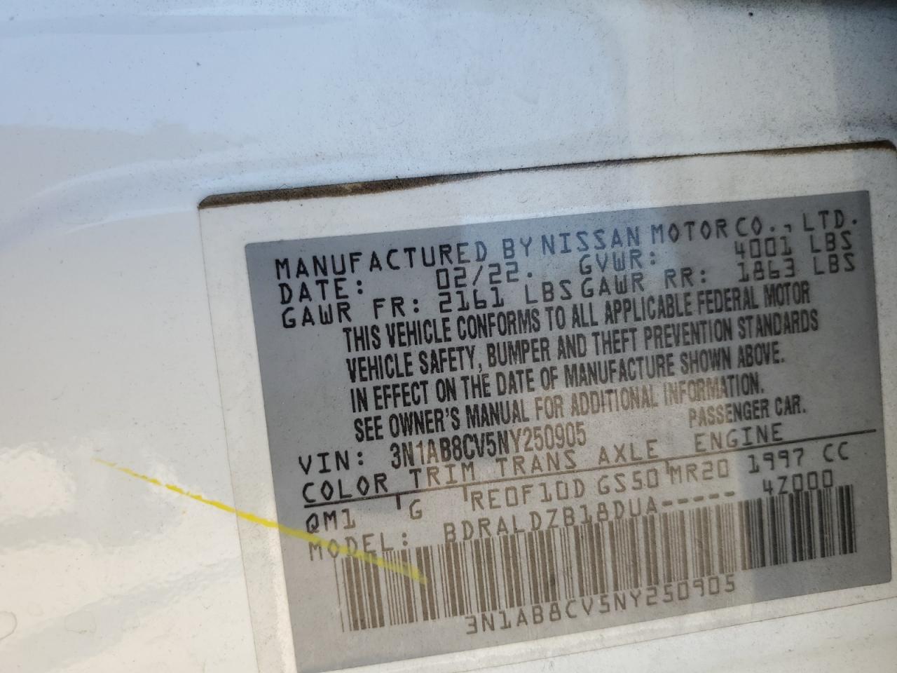 Lot #3240151051 2022 NISSAN SENTRA SV