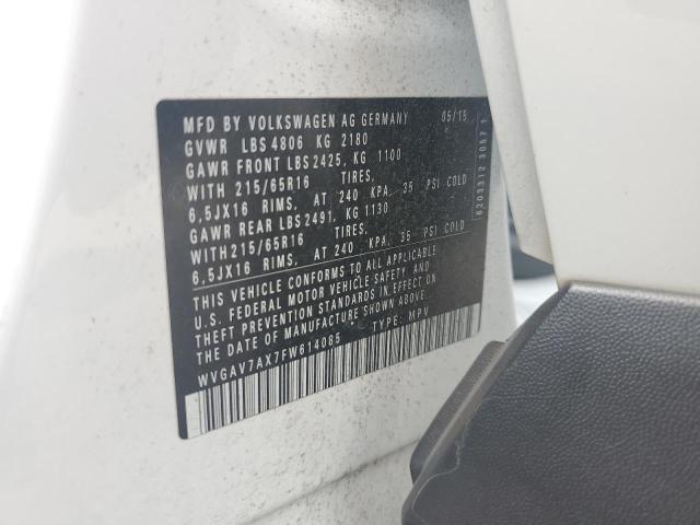 2015 VOLKSWAGEN TIGUAN S - WVGAV7AX7FW614085