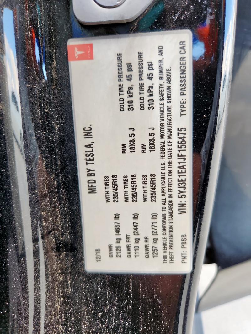 2018 TESLA MODEL 3 5YJ3E1EA1JF156475