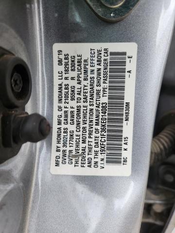 2019 HONDA CIVIC EX 19XFC1F36KE014083