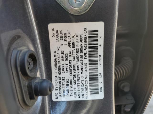 2016 HONDA CIVIC EX 2HGFC2F74GH548415