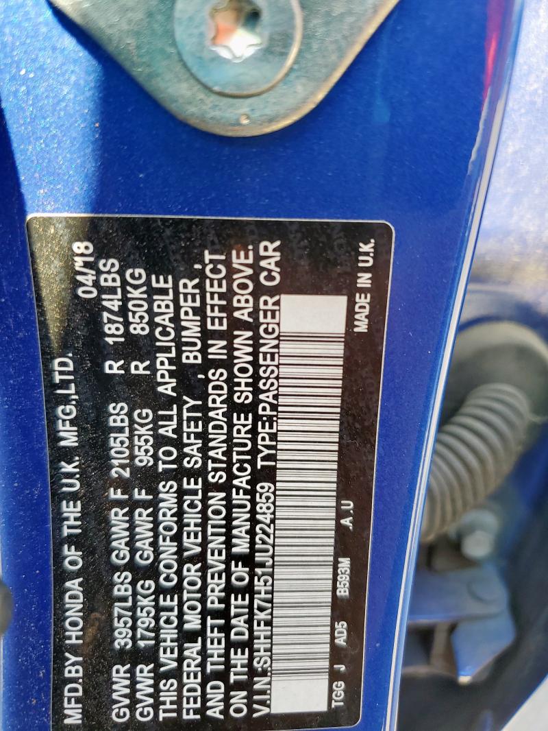 2018 HONDA CIVIC EX SHHFK7H51JU224859