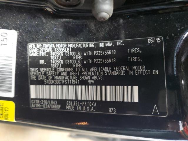 2015 TOYOTA SIENNA XLE 5TDDK3DC1FS111941