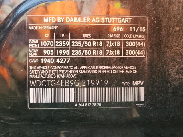 2016 MERCEDES-BENZ GLA 250 WDCTG4EB9GJ219919