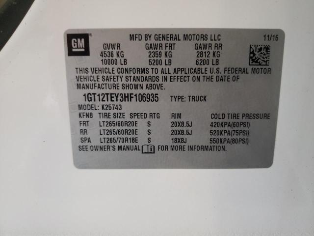 2017 GMC SIERRA K25 1GT12TEY3HF106935