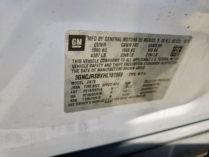 2017 CHEVROLET TRAX PREMI 3GNCJRSBXHL187069