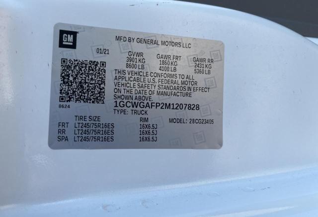 2021 CHEVROLET EXPRESS G2 1GCWGAFP2M1207828