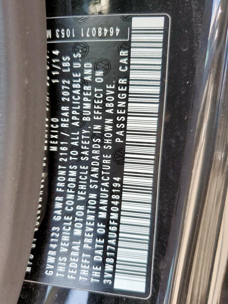 2015 VOLKSWAGEN GOLF 3VW817AU6FM048194