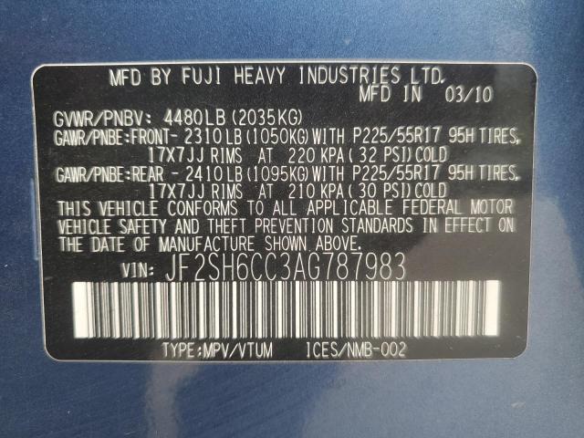 2010 SUBARU FORESTER 2 - JF2SH6CC3AG787983