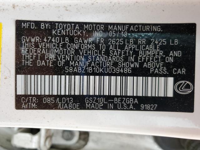 2019 LEXUS ES 350 58ABZ1B10KU039486