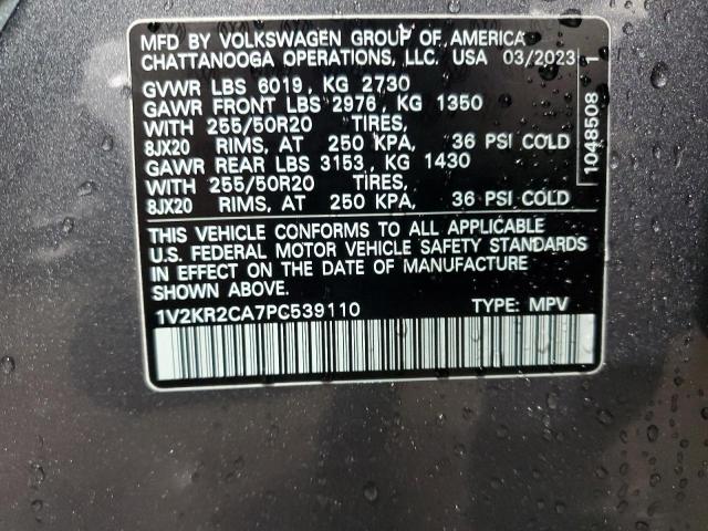 2023 VOLKSWAGEN ATLAS SE 1V2KR2CA7PC539110