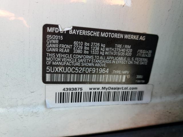 2015 BMW X6 SDRIVE3 5UXKU0C52F0F91964